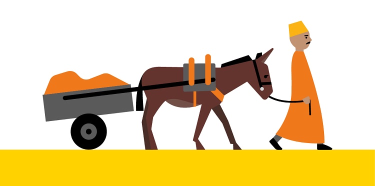 Grafika ilustracyjna - wóz ciągnięty przez osła