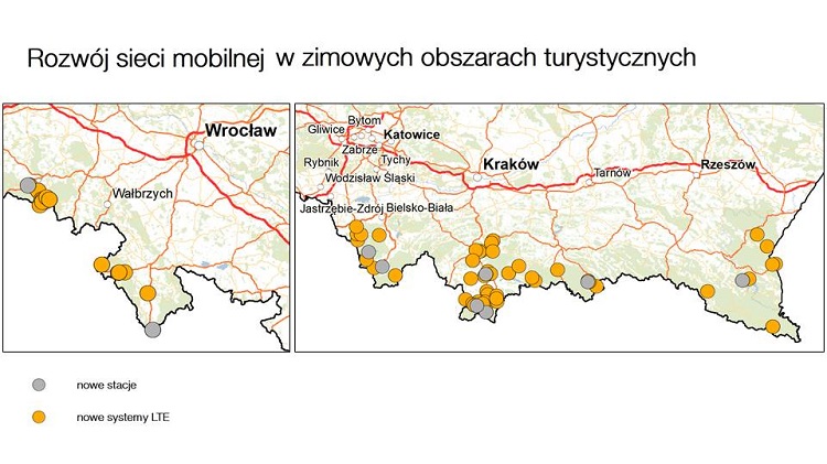 mapa rozbudowy sieci w gorach - biuro prasowe Orange Polska