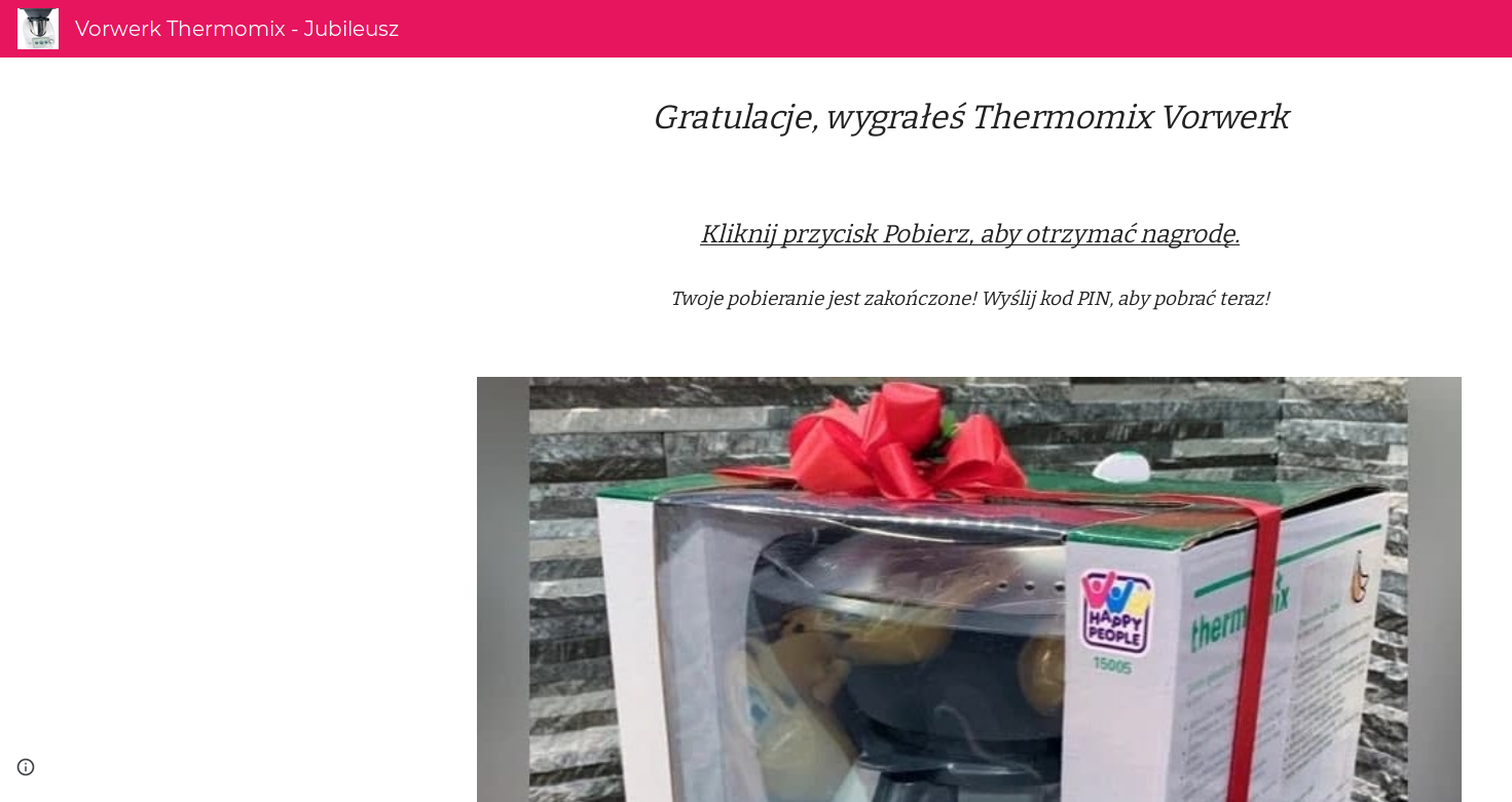 Strona podszywająca się pod konkurs Thermomix