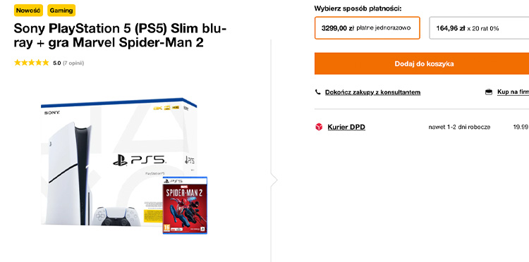 ps5 spider-man 2 w orange konsola