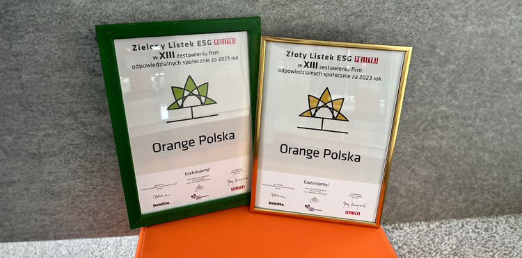 Złoty i Zielony Listek ESG dla Orange Polska